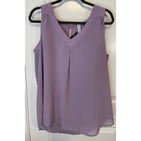 Zenana womens lilac large v neck blouse top tank NWT - Picture 1 of 4